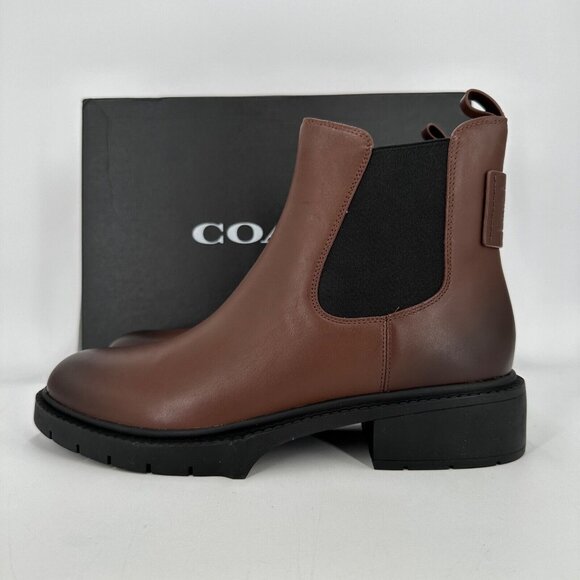 Coach Women's Lyden Leather Chelsea Boot Ankle Bootie - Walnut G5488 - Size 9.5B - Picture 4 of 6